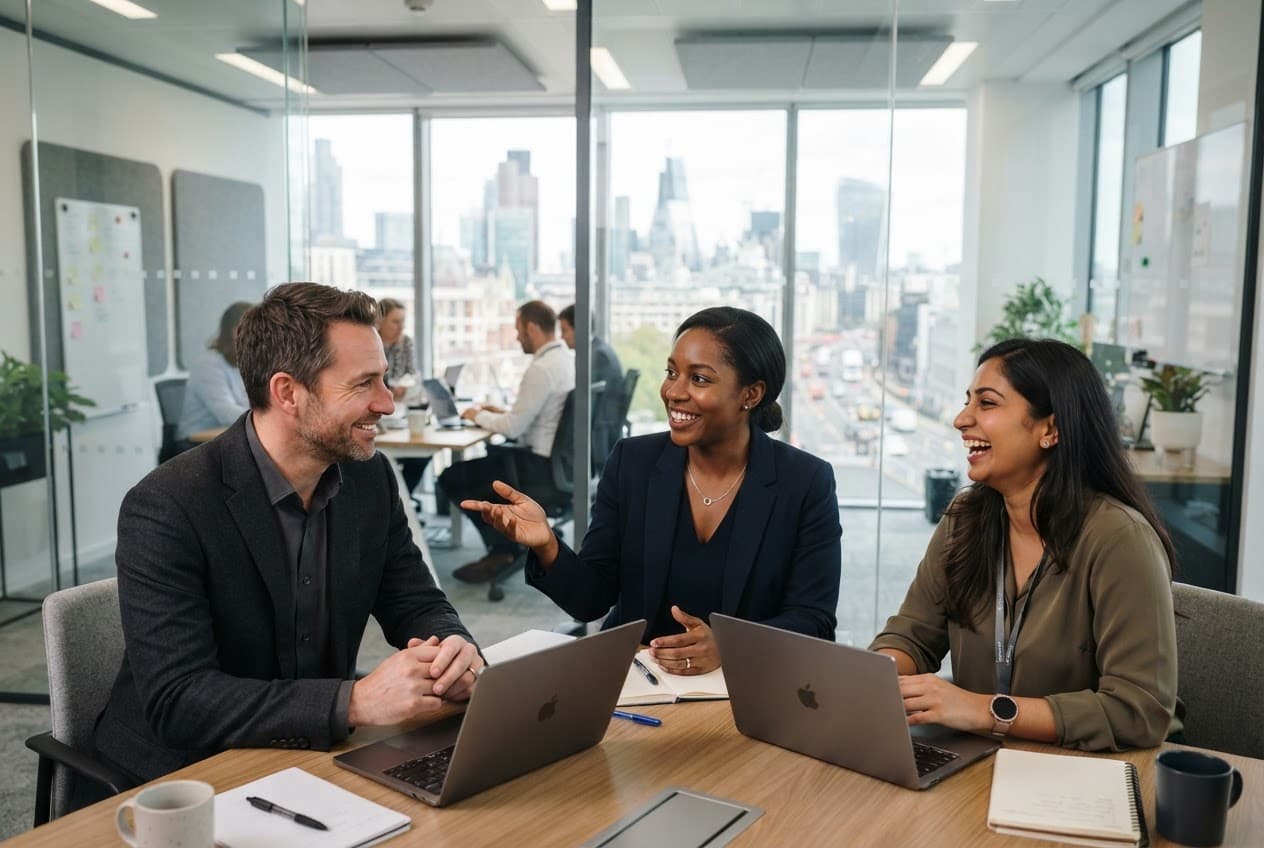 Team collaborating in an office